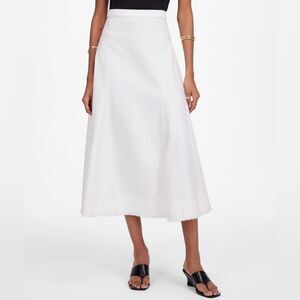 Madewell NWT Fluted Denim Midi Skirt Size 23 in Tile White